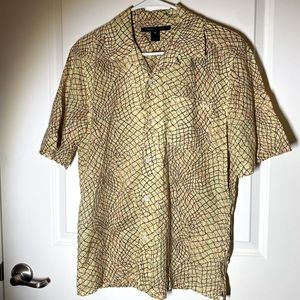 Marc Jacobs Collection Vintage Loopneck Camp Shirt Abstract Op-Art yellow Medium